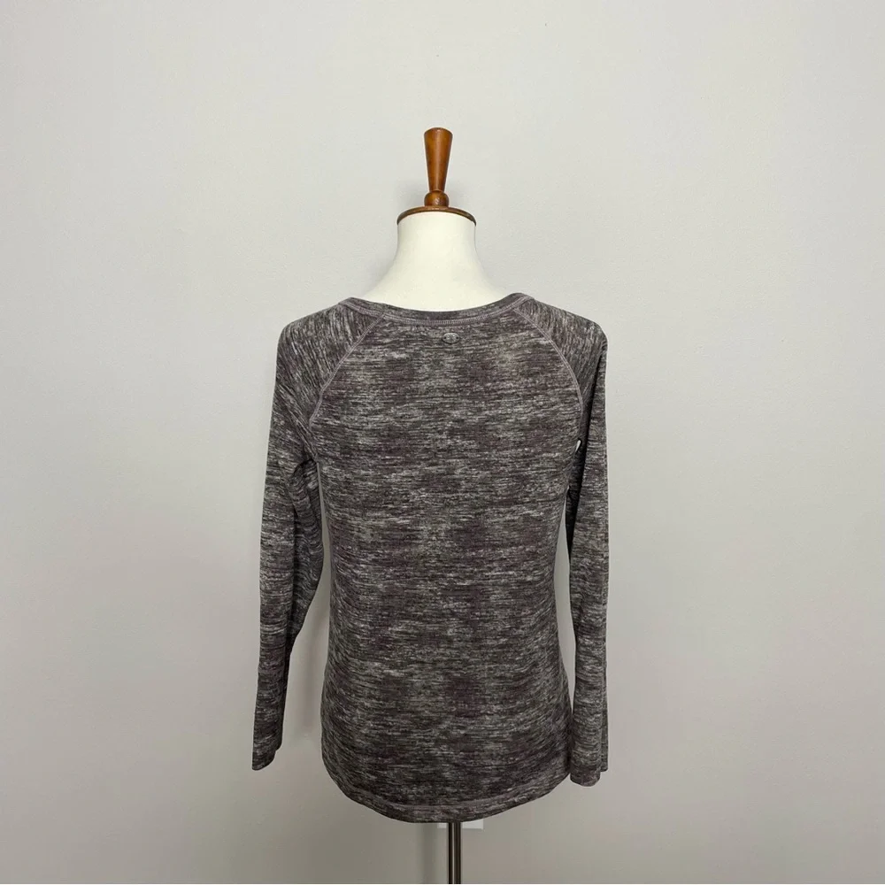 Athleta Sweater Top Thumbholes High Low Hem Lightweight Space Dyed Purple Grey